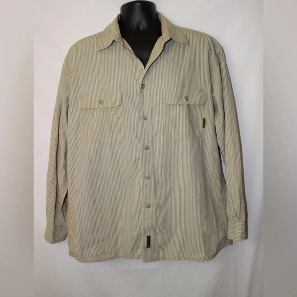 Men’s Timberland Long Sleeve Striped Casual Workwear Button Down Size Large - Picture 1 of 11